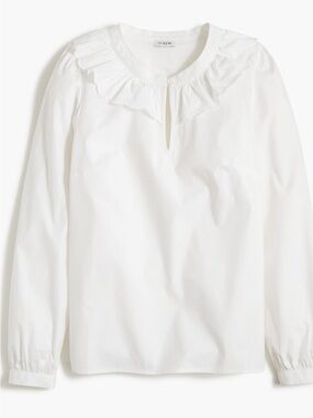 J. Crew White Ruffle Trim Long Sleeve Blouse size 2X